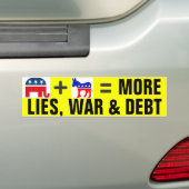 Meer levens, oorlog en schulden bumpersticker (Op auto)