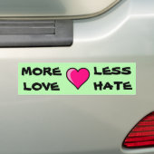 Meer liefde, minder haat Bumpersticker (Op auto)