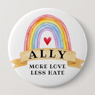 Meer liefde minder haat   LGBT-ally Pride-knop Ronde Button 4,0 Cm