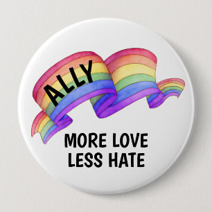 Meer liefde minder haat   LGBT Ally Pride Knop Ronde Button 4,0 Cm