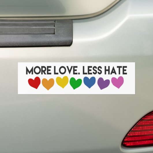 MEER LIGGEN MINDER HATE RAINBOW HEARTS GAY PRIORIT BUMPERSTICKER (Op auto)