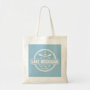 Meer Michigan, douanestad, naam, anker, peddels Tote Bag