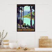 MEER Michigan Retro Roger Broders Reisposter Poster (Keuken)