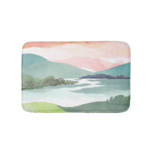 Meer ochtend zonsopgang   Aquarel Natuur Badmat