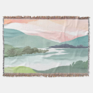 Meer ochtend zonsopgang Aquarel natuur Deken