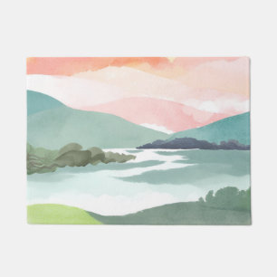 Meer ochtend zonsopgang   Aquarel Natuur Deurmat
