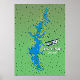 Meer Päijänne Finland mooie kaart Poster