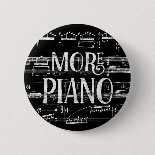 Meer pianokarkbord - zwarte witte muziek ronde button 5,7 cm (Voorkant)