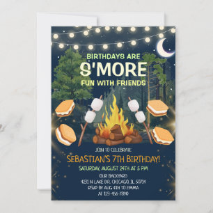 Meer Plezier Campfire Smores Verjaardagsfeestje Kaart
