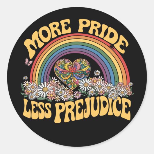Meer Pride Minder Vooroordelen Retro Rainbow Pride Ronde Sticker (Voorkant)