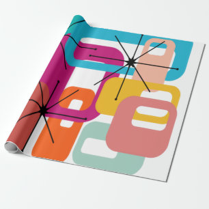 Meer rechthoeken en starbursts cadeaupapier