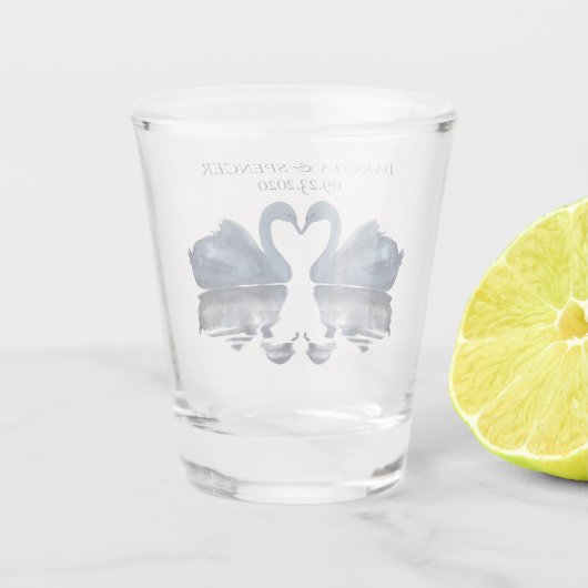 Meer reflecties | Dusty Blue Swan Keepomwille Favo Shot Glas (Achterkant)