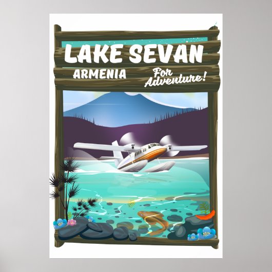 Meer Sevan Armenië vintage reisposter Poster (Voorkant)