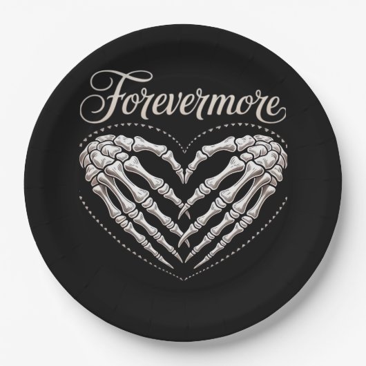 Meer Skeleton Hands Heart Gothic Halloween Papieren Bordje (Voorkant)