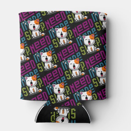 Meer slaap nodig | Grappige Cat schattige geeuwen Blikjeskoeler (Achterkant)