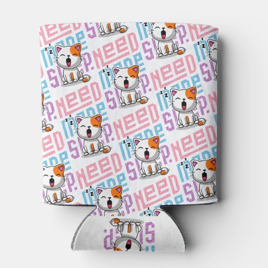 Meer slaap nodig | Grappige Cat schattige geeuwen  Blikjeskoeler (Achterkant)