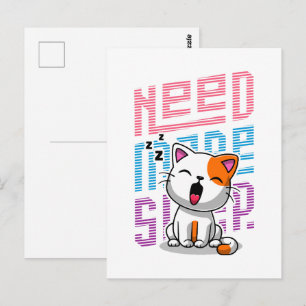 Meer slaap nodig   Grappige Cat schattige geeuwen  Briefkaart
