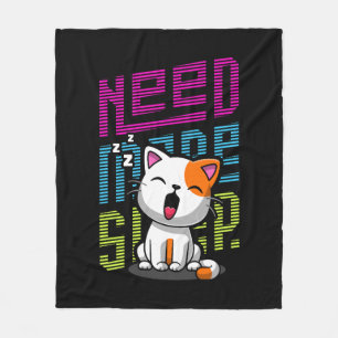 Meer slaap nodig Grappige Cat schattige geeuwen Fleece Deken