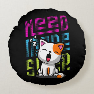 Meer slaap nodig | Grappige Cat schattige geeuwen  Rond Kussen