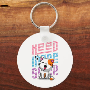 Meer slaap nodig Grappige Cat schattige geeuwen Sleutelhanger