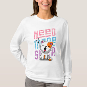 Meer slaap nodig Grappige Cat schattige geeuwen T-shirt