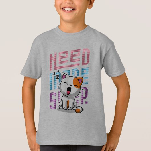 Meer slaap nodig | Grappige Cat schattige geeuwen T-shirt (Voorkant)