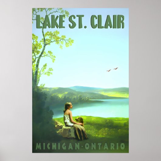 Meer St Clair Michigan Ontario Retro Reisposter Poster (Voorkant)