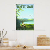 Meer St Clair Michigan Ontario Retro Reisposter Poster (Keuken)