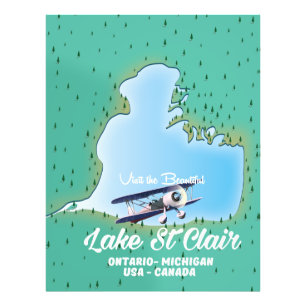 meer St Clair USA Canada meer kaart Foto Afdruk