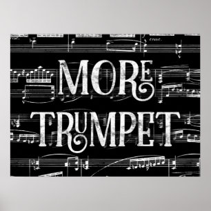 Meer Trumpet-alkboard - Black White Music Poster
