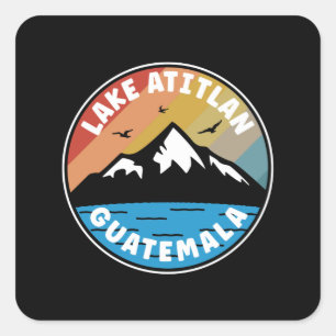 Meer van Atitlan - Vintage Guatemala Vierkante Sticker
