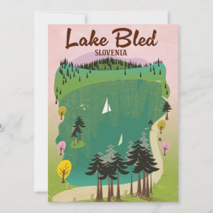 Meer van Bled vintage stijl reisposter Slovenië