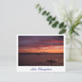Meer van Champlain Sunset Paddler Briefkaart (Staand voorkant)
