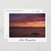 Meer van Champlain Sunset Paddler Briefkaart (Voorkant / Achterkant)