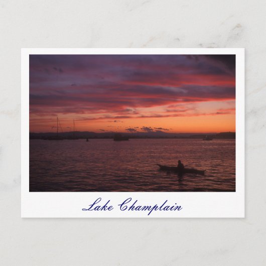 Meer van Champlain Sunset Paddler Briefkaart (Voorkant)