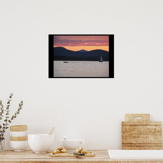 Meer van Champlain Sunset Poster (Keuken)