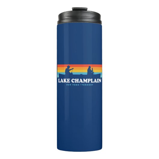 Meer van Champlatte New York Vermont Canoe Thermosbeker (Voorkant)