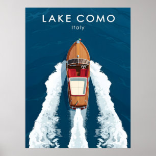 Meer van Como antieke motorboot – Italiaanse Reis Poster
