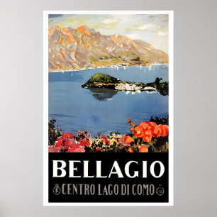 Meer van Como Bellagio Vintage Italiaanse POSTER P