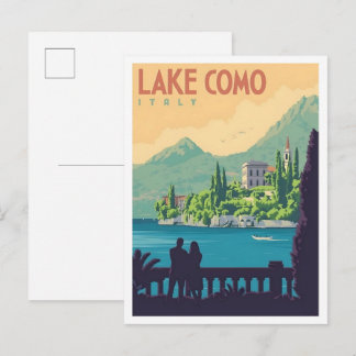 Meer van Como Italië Vintage Kunst Reizen Briefkaart
