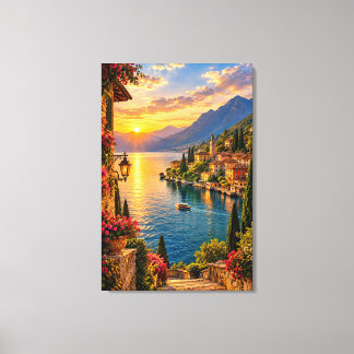 Meer van Como Italië Zonsondergang – Cinematic Ita Canvas Afdruk
