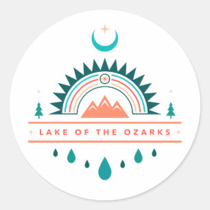 Meer van de Ozarks Boho regenboog maan Ronde Sticker