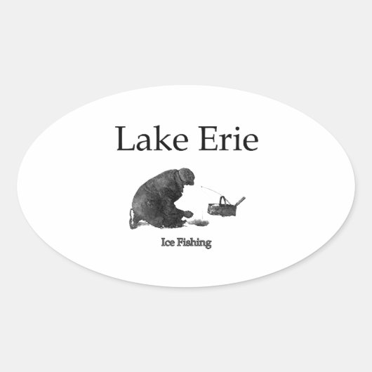 Meer van Erie Ice Vist Ovale Sticker (Voorkant)