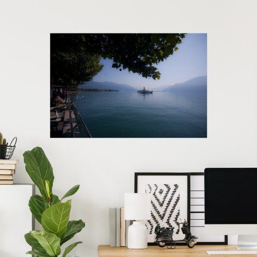 Meer van Genève met Paddle Steamer Poster (Thuiskantoor)
