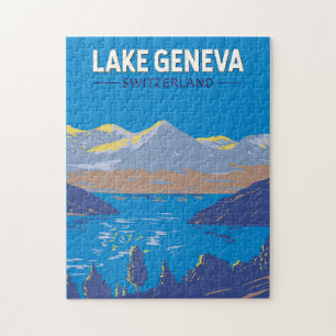 Meer van Genève Zwitserland Travel Art Legpuzzel