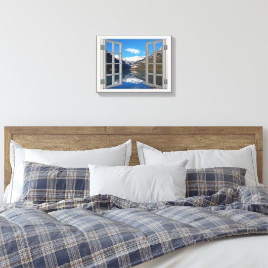 Meer van het Louise Mountain Reflection Lake Faux Canvas Afdruk (Insitu (Slaapkamer))