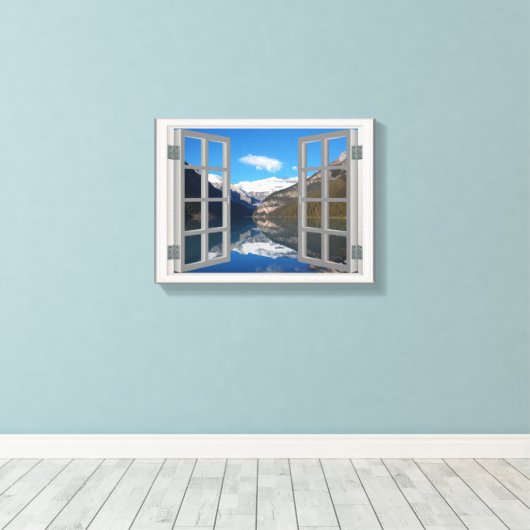 Meer van het Louise Mountain Reflection Lake Faux Canvas Afdruk (Insitu (Houten vloer))