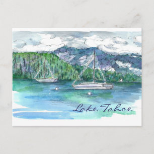 Meer van het Tahoe Sailing Mountains Clouds Briefkaart