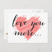 Meer van je... | Roze hart Briefkaart (Voorkant / Achterkant)