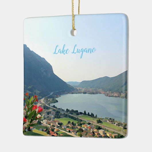 Meer van Lugano - schilderij Keramisch Ornament (Links)